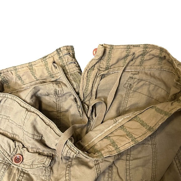 Vintage Abercrombie & Fitch Womens M Khaki Linen Blend Cargo Pants Low Rise Flaw - Picture 15 of 16